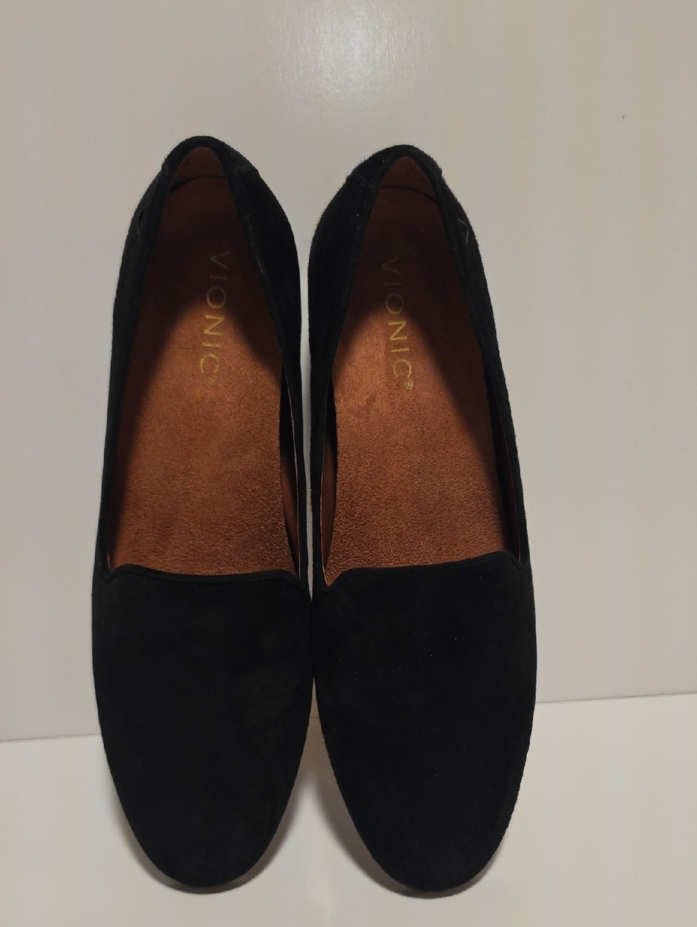 Vionic Black Suede Slip-On Flats